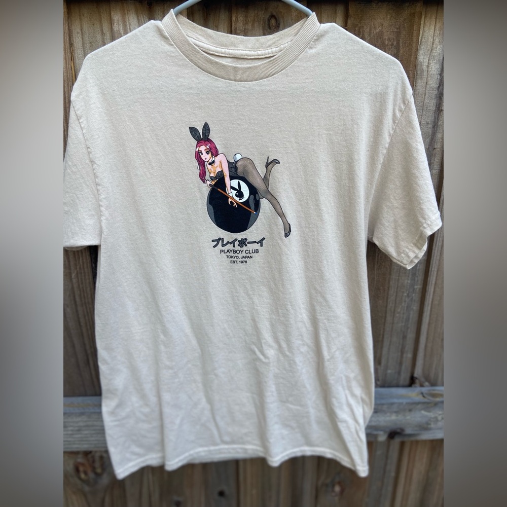 Playboy Tokyo Anime Bunny T-shirt Tan Size Medium